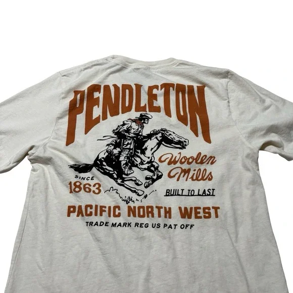 Pendleton Woolen Mills Graphic Cowboy Bronco Rodeo Horse T-Shirt Sz M 18 x 27 - Picture 4 of 5